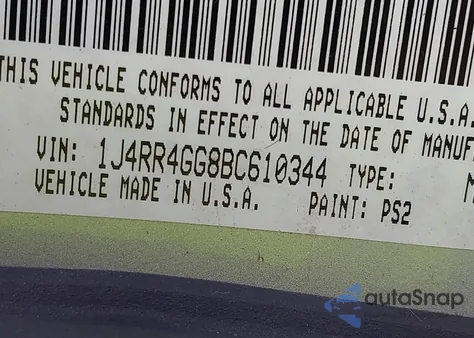 2011 Jeep Grand Cherokee Laredo из США, поврежденный, VIN 1J4RR4GG8BC610344